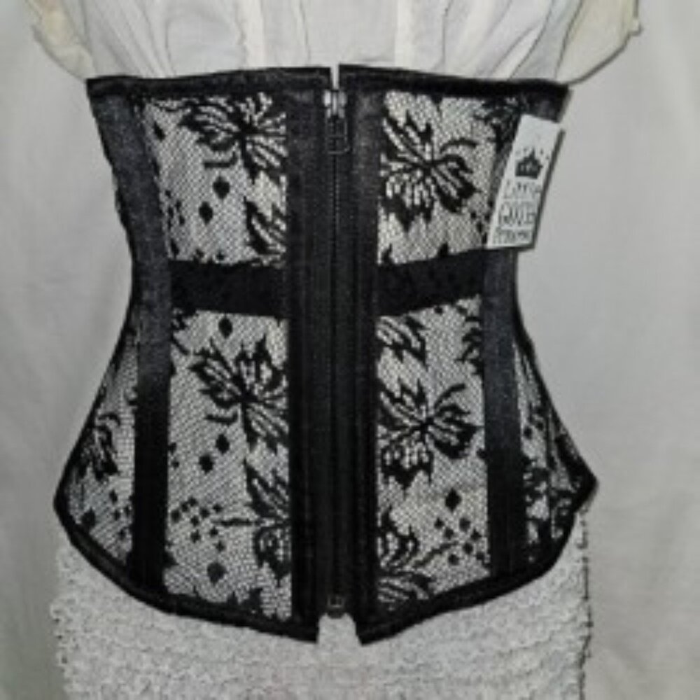 NWT S/24" 1022 SEE TROUGH LACE W/TABS FOR GARTERS waist CORSET BRIDAL GOTH EDC